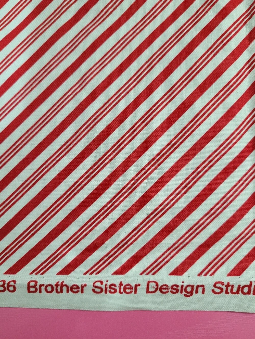 Brother Sister B42-Candy-P36 Red White Stripe Sewing Fabric (0996)